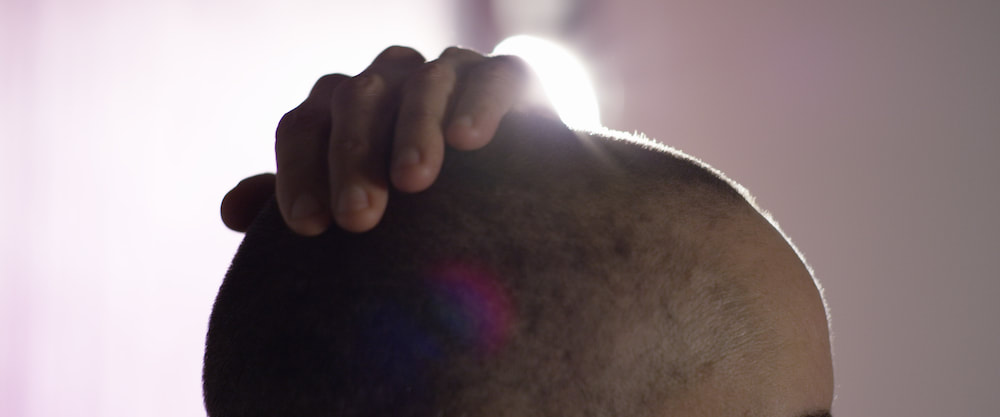 Noelle Messier's freshly shaved head in Dichotomy directed by Yannis Zafeiriou